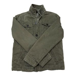 Hollister Vintage Mens Large Olive Green Rugged Militarty Style Canvas Jacket